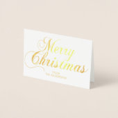 Elegant Script Vrolijk Kerstfeest Groet FOTO GOUD Folie Kaarten (Voorkant)