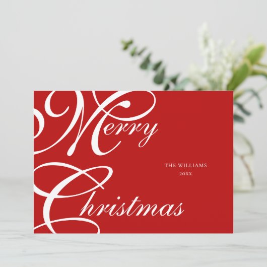 Elegant Script Vrolijk Kerstmis Niet Foto Feestdagenkaart (Staand voorkant)