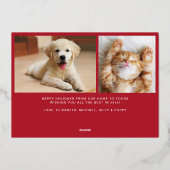 Elegant script Vrolijk kerstrood Foto Folie Feestdagenkaart (Achterkant)