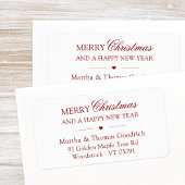 Elegant script Vrolijk kerstrood retouradres Etiket