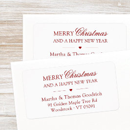 Elegant script Vrolijk kerstrood retouradres Etiket