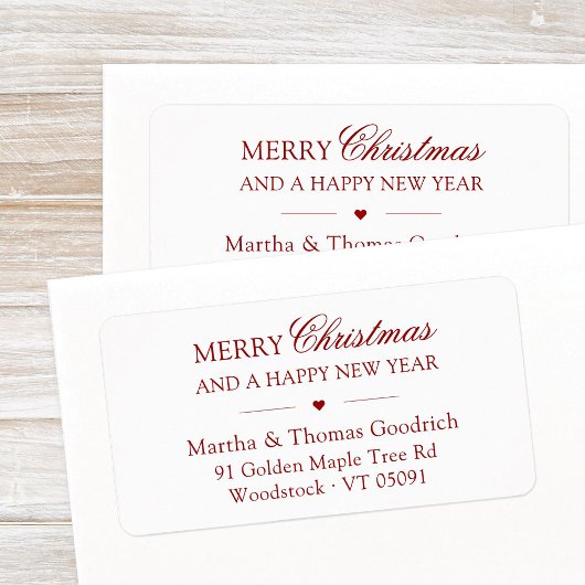 Elegant script Vrolijk kerstrood retouradres Etiket