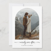 Elegant script vrolijk ooit na boogfoto feestdagenkaart (Voorkant)