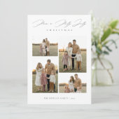 Elegant Script Vrolijke Familie Kerstmis 5 Foto Feestdagenkaart (Staand voorkant)