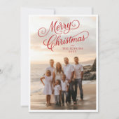 Elegant script Vrolijke kerstfoto begroeting Kaart (Voorkant)