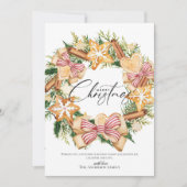 Elegant Script Vrolijke kerstkrans Feestdagenkaart (Voorkant)