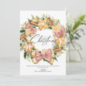 Elegant Script Vrolijke kerstkrans Feestdagenkaart (Staand voorkant)