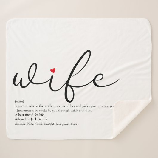 Elegant script vrouw rode liefdeshart gepersonalis sherpa deken (Voorkant (horizontaal))
