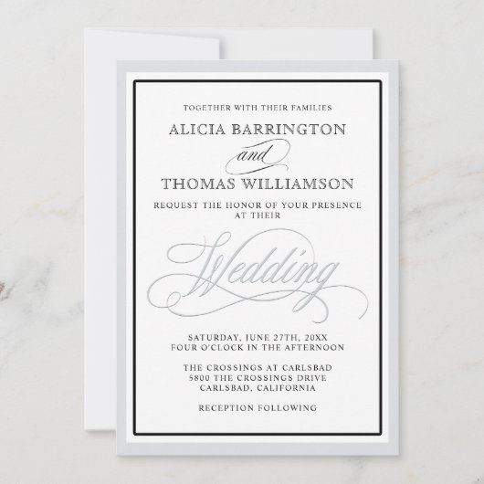 Elegant Script vult zich met om het even welke Zil Kaart (Voorkant)