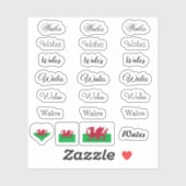 Elegant script Wales & Welsh Flag /name Set Sticker (Vel)
