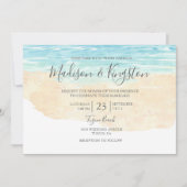 Elegant Script Waterverf Beach Wedding Invitation Kaart (Voorkant)