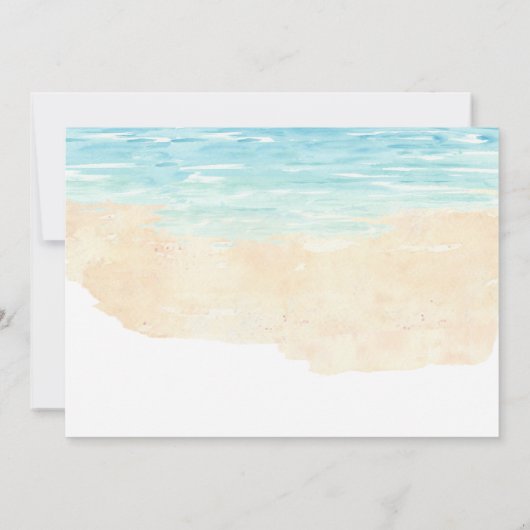 Elegant Script Waterverf Beach Wedding Invitation Kaart (Achterkant)