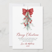 Elegant Script Waterverf Botanische Kerst Feestdagenkaart (Voorkant)