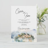 Elegant Script Waterverf Comomeer Italië Huwelijk Kaart (Staand voorkant)