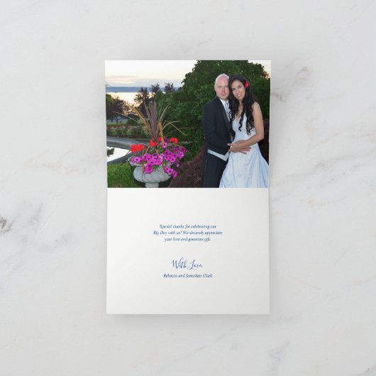 Elegant Script Waterverf Fire Ice Wedding Foto Bedankkaart (Binnen)