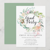Elegant Script Waterverf Floral Gradual Party Kaart (Voorkant / Achterkant)