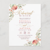 Elegant Script Waterverf Floral Rehearsal Dinner Uitnodiging Briefkaart (Voorkant)