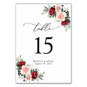 Elegant Script Waterverf Floral Table Number Kaart (Voorkant)