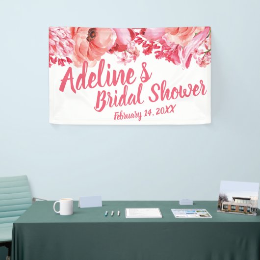 Elegant Script Waterverf Floral Vrijgezellenfeest Spandoek (Beurs)