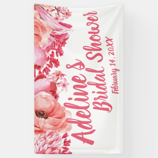 Elegant Script Waterverf Floral Vrijgezellenfeest Spandoek (Verticaal)