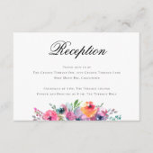 Elegant Script Waterverf Floral Wedding Reception Informatiekaartje (Voorkant)