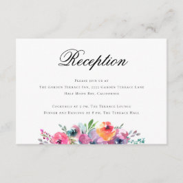 Elegant Script Waterverf Floral Wedding Reception Informatiekaartje