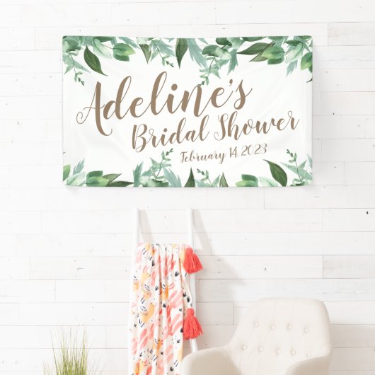 Elegant Script Waterverf Greenery Vrijgezellenfees Spandoek (Insitu)