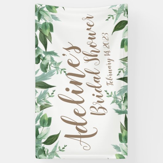 Elegant Script Waterverf Greenery Vrijgezellenfees Spandoek (Verticaal)
