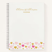 Elegant script|Waterverf Hearts|Off-White & Gold Notitieboek (Voorkant)