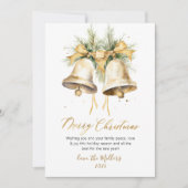 Elegant script Waterverf kerstbellen Feestdagenkaart (Voorkant)