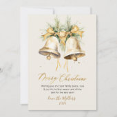 Elegant script Waterverf kerstbellen Feestdagenkaart (Voorkant)