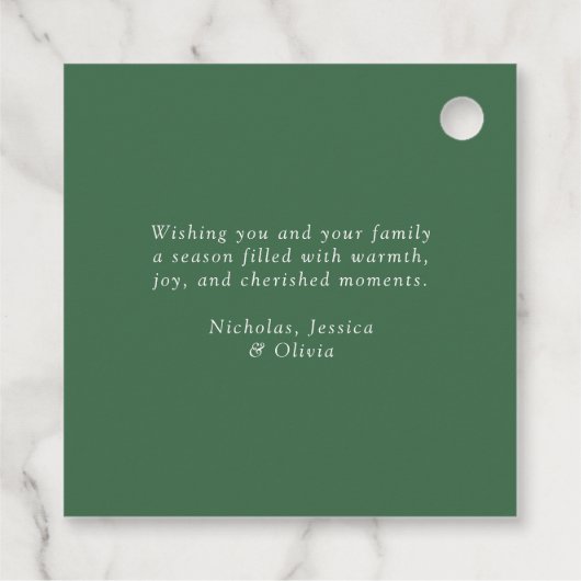 Elegant script Waterverf kerstbomen Bedankjes Labels (Achterkant)