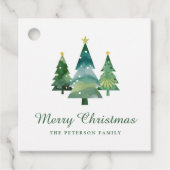 Elegant script Waterverf kerstbomen Bedankjes Labels (Voorkant)