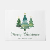 Elegant script Waterverf kerstbomen Deurmat (Voorkant)