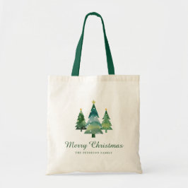 Elegant script Waterverf kerstbomen Tote Bag