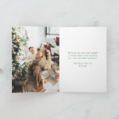 Elegant Script Waterverf Kerstboom Foto Feestdagen Kaart (Binnen)