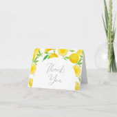 Elegant Script Waterverf Lemon Baby shower Bedankkaart (Voorkant)