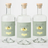 Elegant Script Waterverf Lemon Wedding Limoncello Likeurfles Etiket (Flessen)