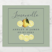 Elegant Script Waterverf Lemon Wedding Limoncello Likeurfles Etiket (Enkel label)