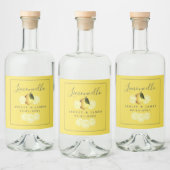 Elegant Script Waterverf Lemon Wedding Limoncello Likeurfles Etiket (Flessen)