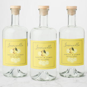 Elegant Script Waterverf Lemon Wedding Limoncello Likeurfles Etiket