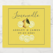 Elegant Script Waterverf Lemon Wedding Limoncello Likeurfles Etiket (Enkel label)