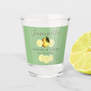 Elegant Script Waterverf Lemon Wedding Limoncello Shot Glas