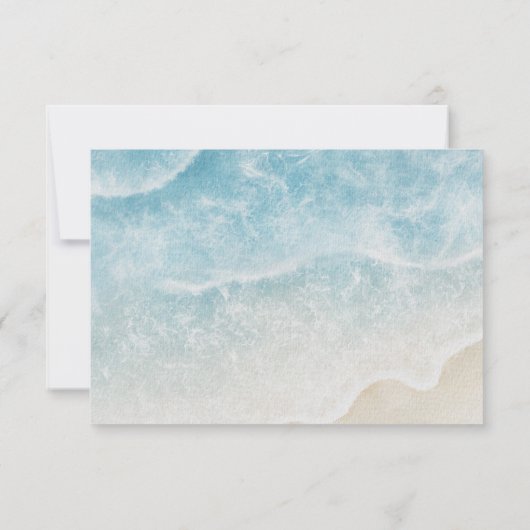 Elegant script Waterverf Ocean Beach bruiloft RSVP Kaartje (Achterkant)
