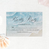 Elegant script Waterverf Ocean Beach bruiloft RSVP Kaartje