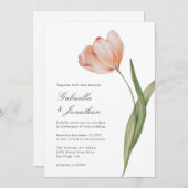 Elegant Script Waterverf Tulip Wedding Uitnodiging (Voorkant / Achterkant)