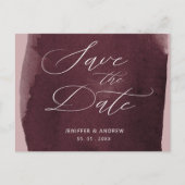 Elegant Script Waterverf Wassen De datum opslaan Briefkaart (Voorkant)
