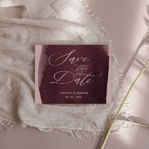 Elegant Script Waterverf Wassen De datum opslaan Briefkaart