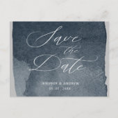 Elegant Script Waterverf Wassen De datum opslaan Briefkaart (Voorkant)