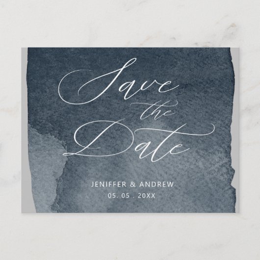 Elegant Script Waterverf Wassen De datum opslaan Briefkaart (Voorkant)